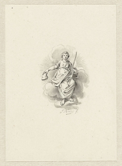 Zittende allegorische vrouwenfiguur op de wolken by Jacobus Buys