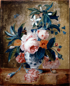 A Delft Vase with Flower by Michiel van Huysum