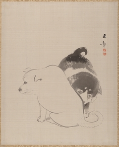 A Pair of Puppies by Kawabata Gyokushō