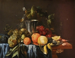 A Still Life with a Silver Jug and Fruit by Jan Davidsz. de Heem