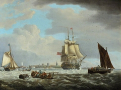 A two-decker leaving Portsmouth by George Webster