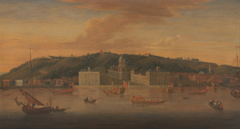 A view of Greenwich from the River with many Boat by Jan Griffier I