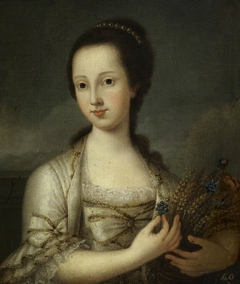 A Young Girl holding a Sheaf of Corn with Cornflowers (possibly Emma Cornewall, Mrs Thomas Vernon [1711-1777]), representing Summer by Anonymous