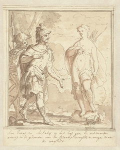 Aenaes en Achates ontmoeten Venus in de gedaante van een jageres by Mattheus Terwesten