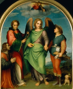 Archangel Raphael with Tobias, St. Laurentius and the donor Leonardo di Lorenzo Morelli by Andrea del Sarto