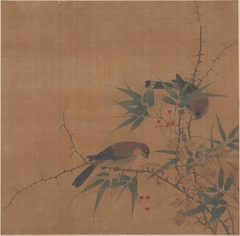 Bamboo Branch with Berries and Birds by Anonymous