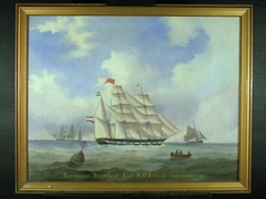 Barkschip Nieuwland Kapt H.G. Ruhaak. inzeilende 1868 by anonymous painter