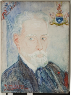 Baron James Ensor, his bad angel, hit coat of arms by James Ensor