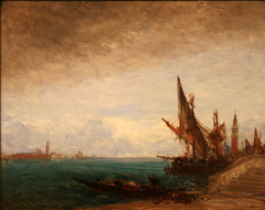 Bateau de pêche amarré Venise by Félix Ziem