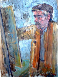 Bill at his easel by Mike Featherstone