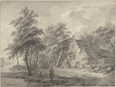 Boerderij aan een landweg by Leendert Overbeek