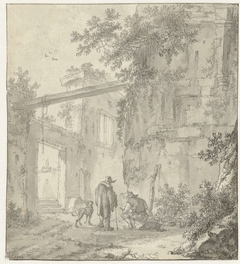 Bouwval van een antiek gebouw by Adriaen van der Kabel