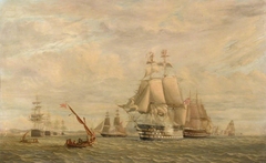 British ships coming to anchor with French ships by William Calmody Nowell