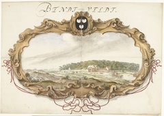 Cartouche met gezicht op het buitengoed Bentveld by Unknown Artist