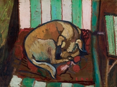 Chien endormi sur un coussin by Suzanne Valadon