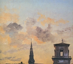 Cloud Study with two Towers in Copenhagen by Johan Christian Dahl