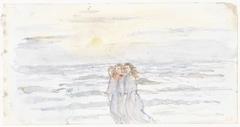 Drie meisjes, bij de zee by Jozef Israëls