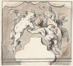 Drie zwevende putti by Jacob de Wit