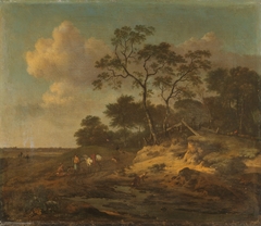 Dune landscape with resting hunters by Jan Wijnants