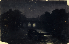 Effet de nuit sur les bords de la Seine by Charles-Émile Cuisin