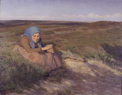 En gammel kone "Bette Dorte" på heden by Knud Larsen