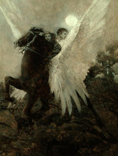 Fast flew the black winged horse by Howard Pyle