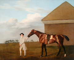 Firetail with his Trainer by the Rubbing-Down House on Newmarket Heath by George Stubbs