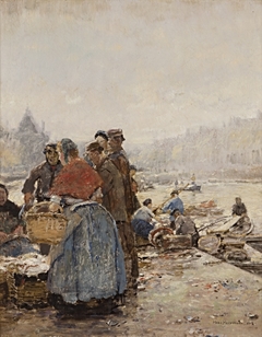 Fischfrauen an der Mole by Hans Herrmann