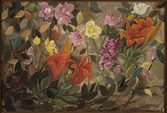 Flowers in a garden by Tadeusz Makowski