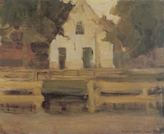 Gabled farmhouse façade in white by Piet Mondrian