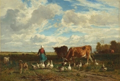 Grazing at the goose keeper by Constant Troyon