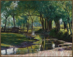 Green landscape with a stream by Władysław Podkowiński