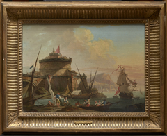 Harbor Scene at Sunset (Vue d'un Port) by Charles François Grenier de Lacroix