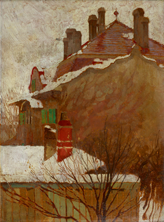 Häuser im Winter (Blick aus dem Atelier) by Egon Schiele