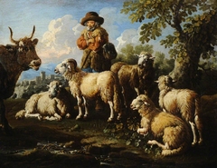 Herdsman with Sheep and Goats by Philipp Peter Roos