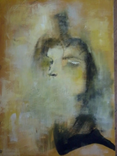 in her mind (acrylic colours on canva) by Vivian Kourgiali