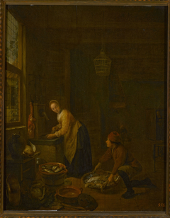 In the kitchen by Hendrik Martenszoon Sorgh