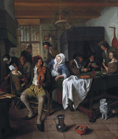 Interior of a Tavern, with Cardplayers and a Violin Player by Jan Steen