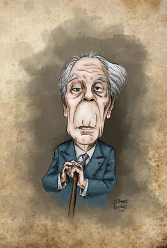 J. L. Borges -caricature by Kyriakos Mauridis