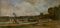 Jaagpad langs de oever van de Oise by Charles-François Daubigny