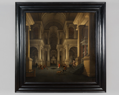 Kerkinterieur met figuren by Anthonie de Lorme