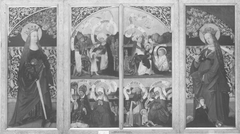 Kirchheimer Sippenaltar, Flügel: Esmeria mit Elisabeth und Eliud; Zacharias mit Elisabeth und Johannes d. T.; Stollanus mit Emerentia und Anna, Memeli by Master of Kirchheim