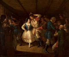 Krakowiak dance in an inn. by Władysław Bakałowicz