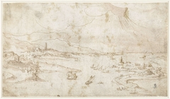 Kustlandschap met wolken erboven by Unknown Artist
