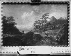 Landscape: Backside: copper engraving portrait of a man by Christian Hilfgott Brand