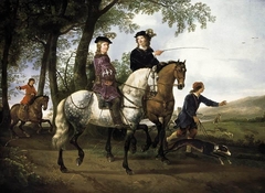 Landscape with a Youth and his Tutor on Horseback by Aelbert Cuyp