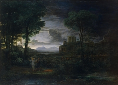 Landscape with Jacob Wrestling with the Angel (Night) by Claude Lorrain