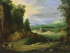 Landscape with Men Playing 'Mail  la Chicane' by Paul Brill