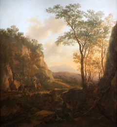 Landscape with Travelers on a Path under a Waterfall by Jan Both