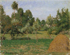 Le fond du pré à Eragny, avec meule à droite by Camille Pissarro